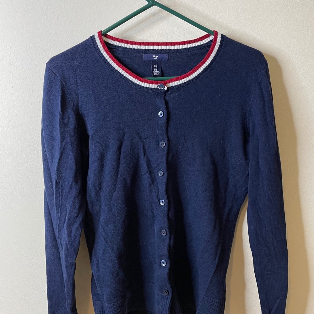 Gap red white and blue cardigan